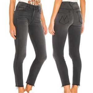 MOTHER DENIM High Waisted Looker Ankle Fray Gray High Rise Cropped Skinny Jeans